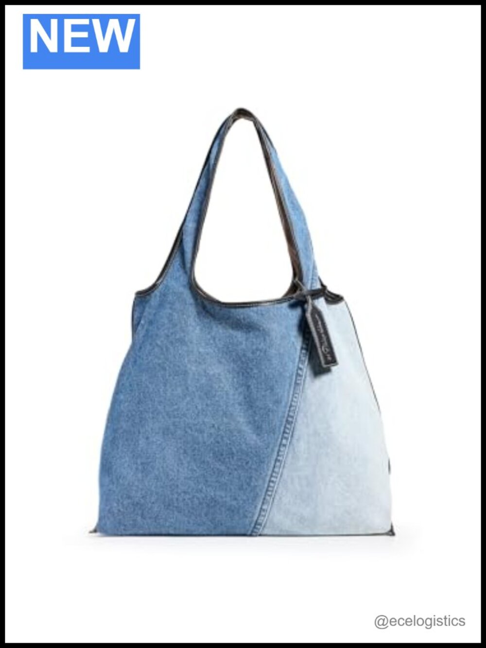 Denim Market Tote with Zip Pouch, Medium Weight Cotton Blend
